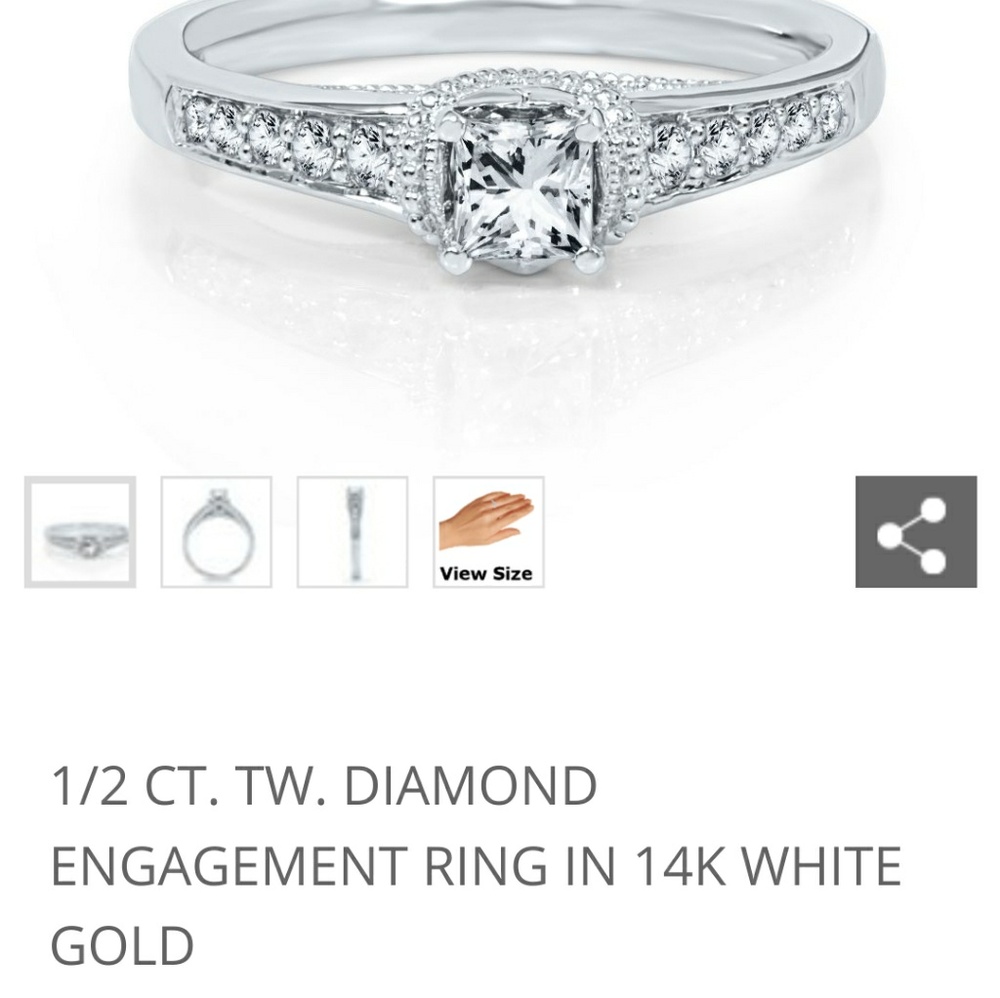 💍14Kt 1/2CTTW Princess Cut Engagment Ring😍